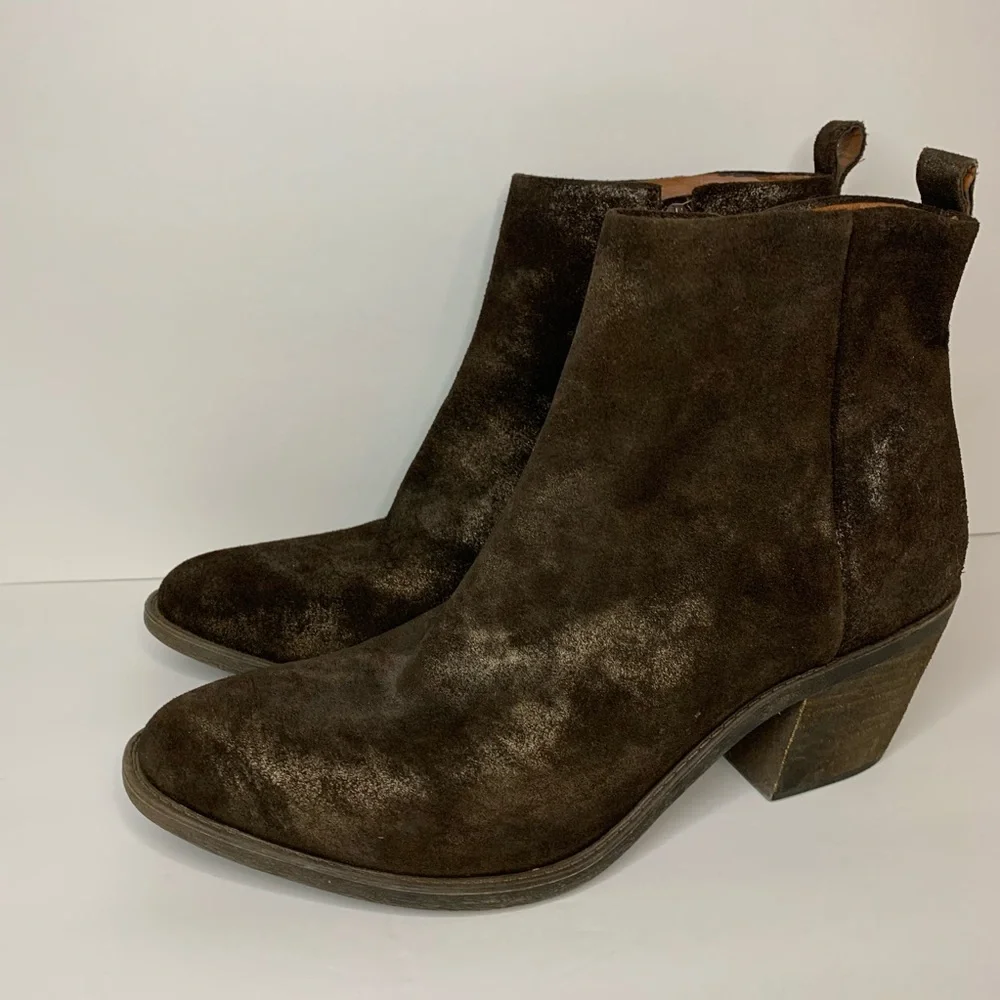 Lucky Brand Natania 9 medium bootie bracken suede zip moto western